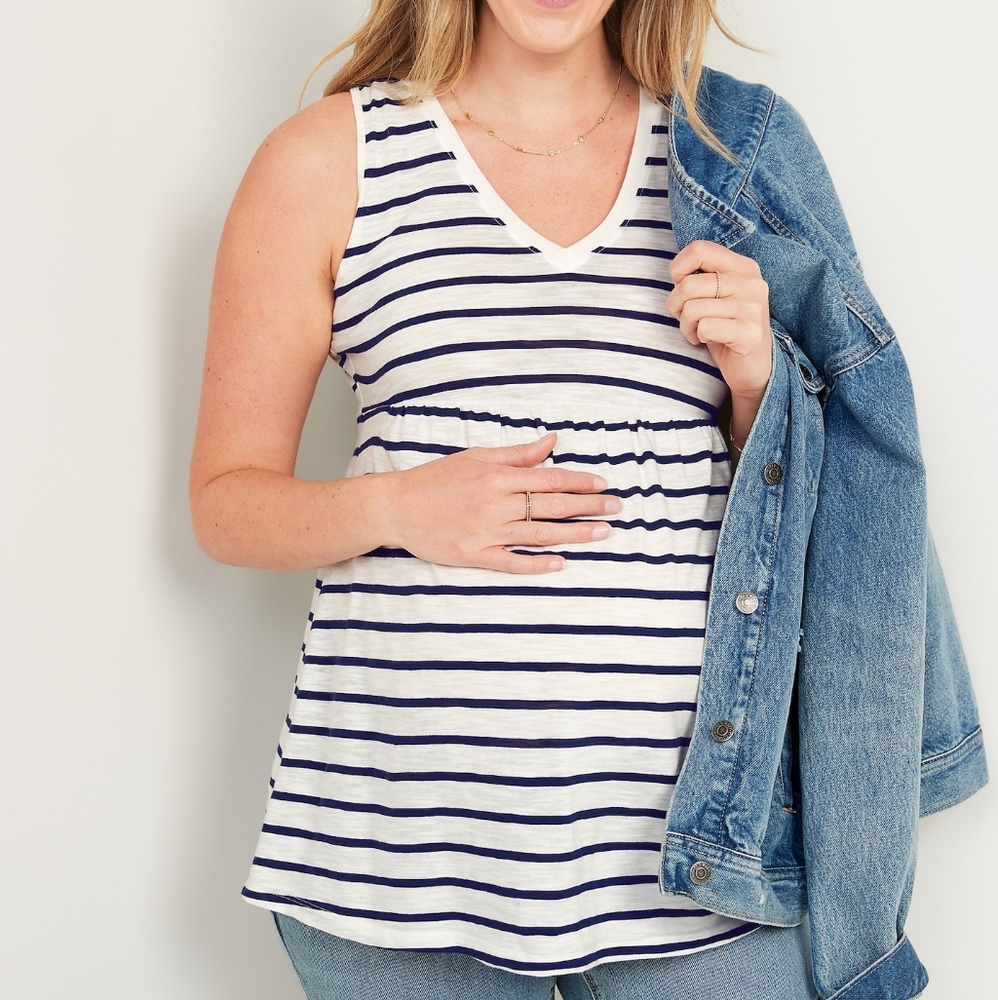 NWT Old Navy Striped White and Navy Maternity Top